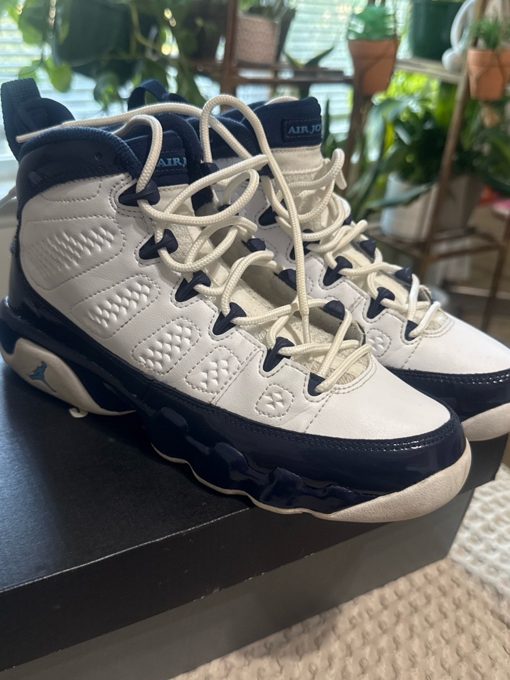 Jordan Kids' White and Navy High-Top Sneakers